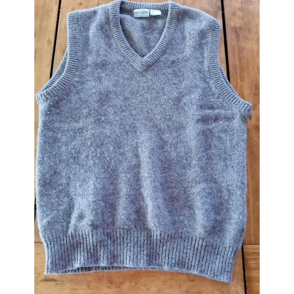 Vtg 90s Men L Wool Sweater Vest Brown Micheal Jordan Lowell Dreyfus Grandpa Y2K - Picture 1 of 4